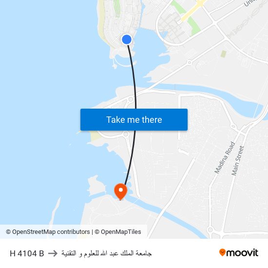 H 4104 B to جامعة الملك عبد الله للعلوم و التقنية map