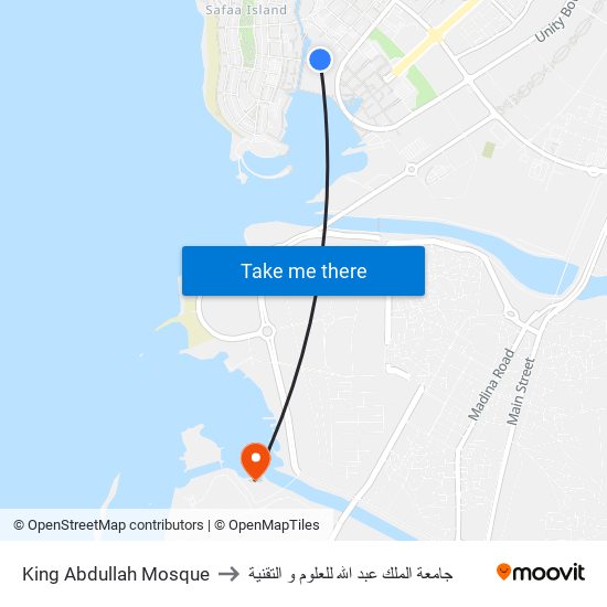 King Abdullah Mosque to جامعة الملك عبد الله للعلوم و التقنية map