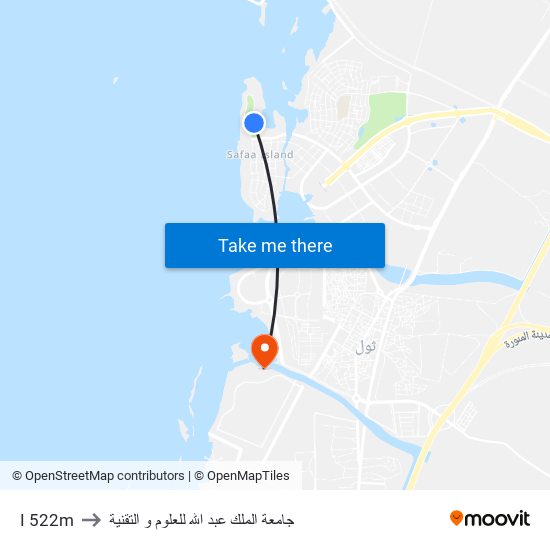 I 522m to جامعة الملك عبد الله للعلوم و التقنية map