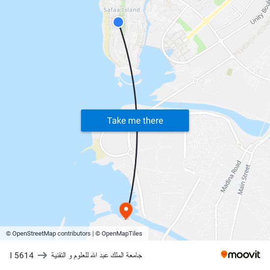 I 5614 to جامعة الملك عبد الله للعلوم و التقنية map