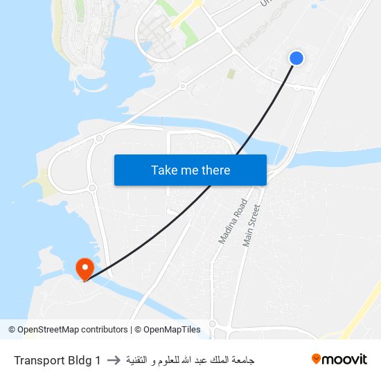 Transport Bldg 1 to جامعة الملك عبد الله للعلوم و التقنية map