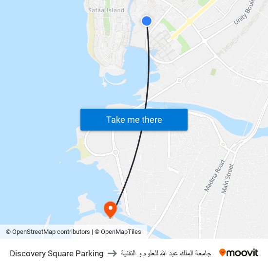 Discovery Square Parking to جامعة الملك عبد الله للعلوم و التقنية map