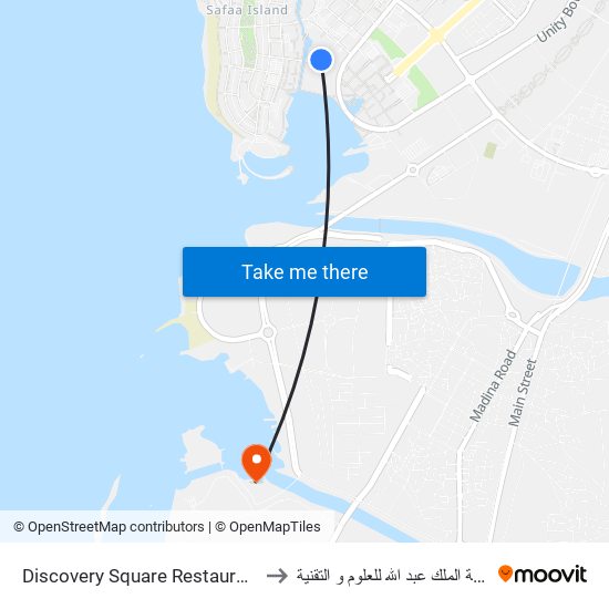 Discovery Square Restaurants to جامعة الملك عبد الله للعلوم و التقنية map