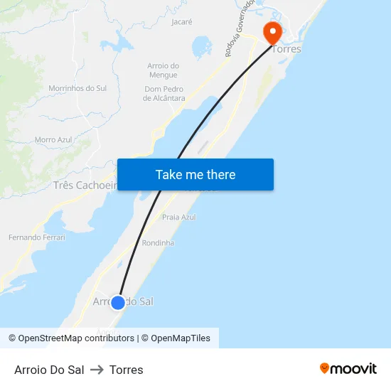 Arroio Do Sal to Torres map