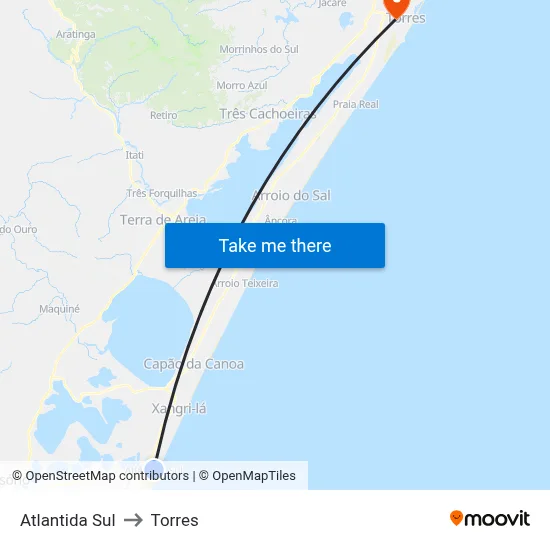 Atlantida Sul to Torres map