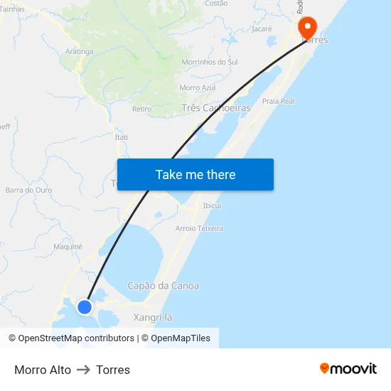 Morro Alto to Torres map