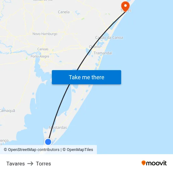 Tavares to Torres map