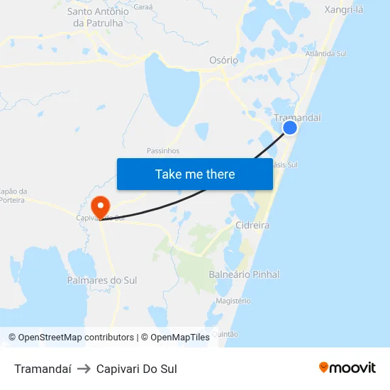 Tramandaí to Capivari Do Sul map