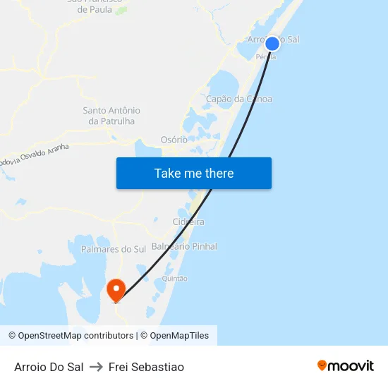 Arroio Do Sal to Frei Sebastiao map