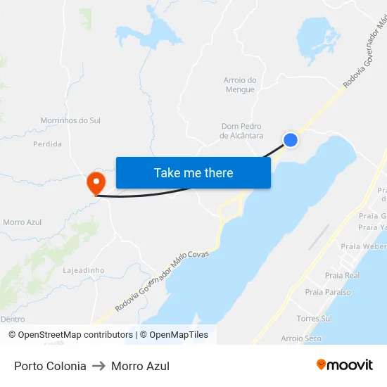 Porto Colonia to Morro Azul map