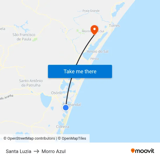 Santa Luzia to Morro Azul map