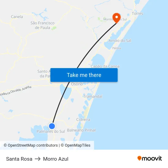 Santa Rosa to Morro Azul map