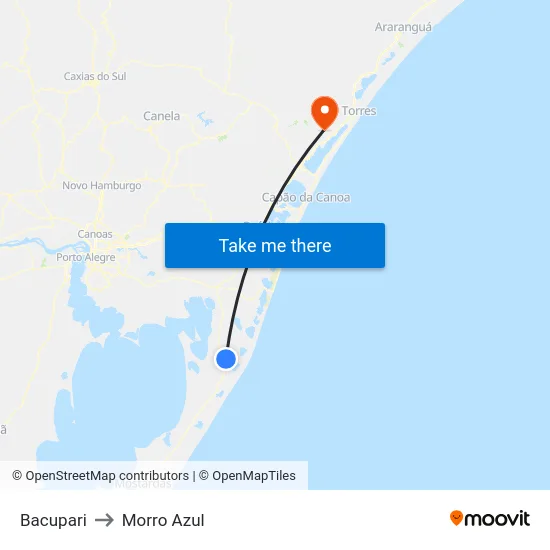 Bacupari to Morro Azul map