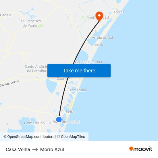 Casa Velha to Morro Azul map