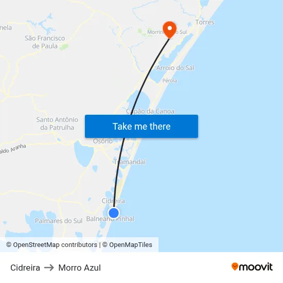Cidreira to Morro Azul map