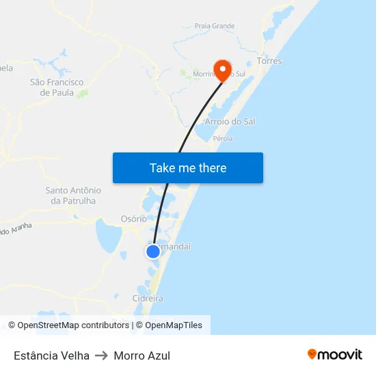 Estância Velha to Morro Azul map