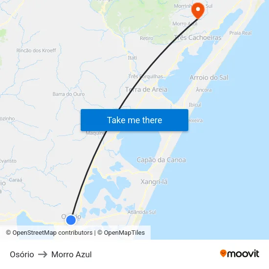 Osório to Morro Azul map