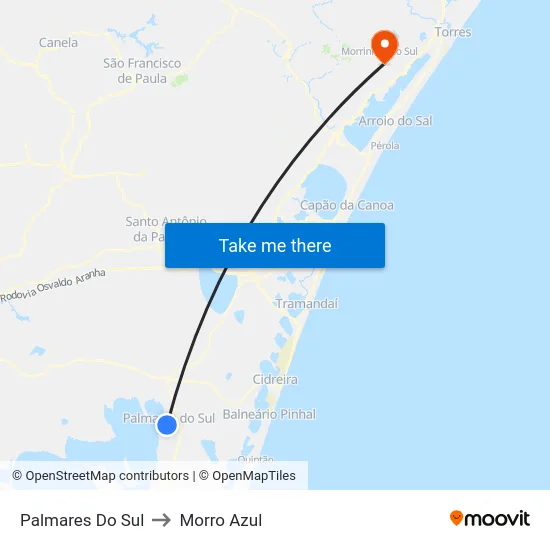 Palmares Do Sul to Morro Azul map