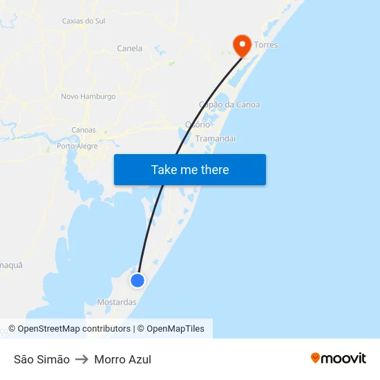 São Simão to Morro Azul map