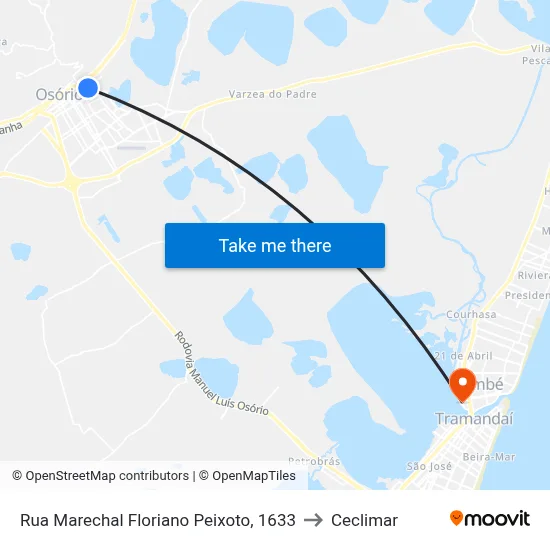Rua Marechal Floriano Peixoto, 1633 to Ceclimar map