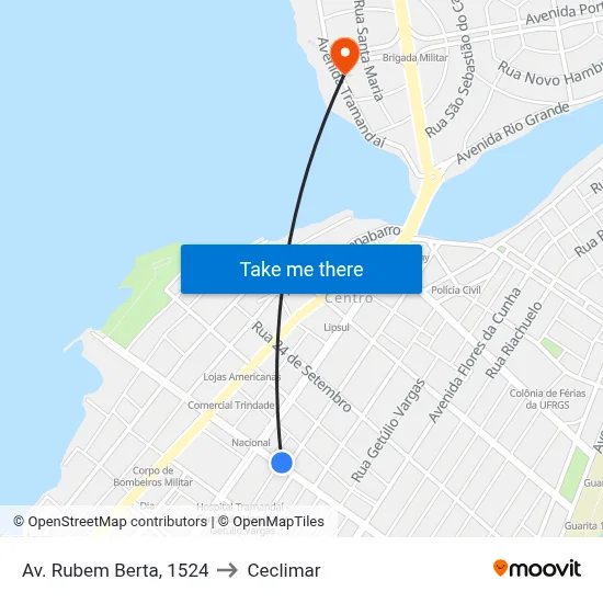 Av. Rubem Berta, 1524 to Ceclimar map