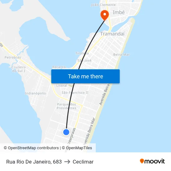 Rua Rio De Janeiro, 683 to Ceclimar map