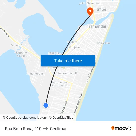 Rua Boto Rosa, 210 to Ceclimar map