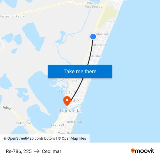 Rs-786, 225 to Ceclimar map