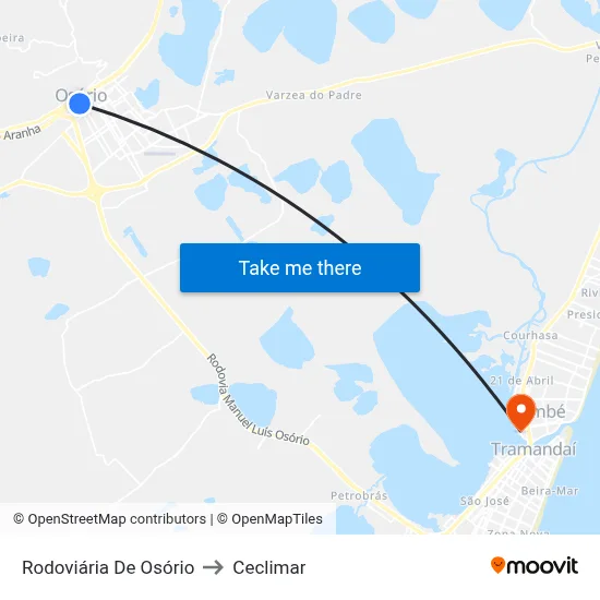 Rodoviária De Osório to Ceclimar map