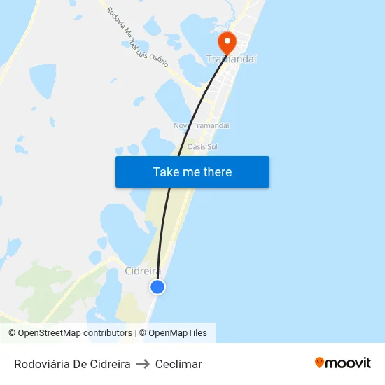 Rodoviária De Cidreira to Ceclimar map