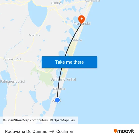 Rodoviária De Quintão to Ceclimar map