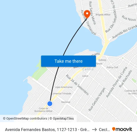 Avenida Fernandes Bastos, 1127-1213 - Grêmio Esportivo Beira Mar to Ceclimar map