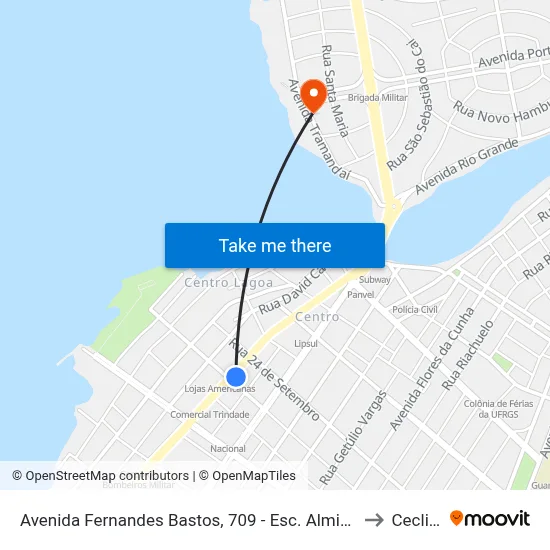 Avenida Fernandes Bastos, 709 - Esc. Almirante Tamandaré to Ceclimar map
