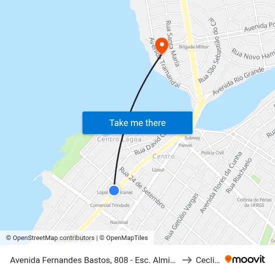 Avenida Fernandes Bastos, 808 - Esc. Almirante Tamandaré to Ceclimar map