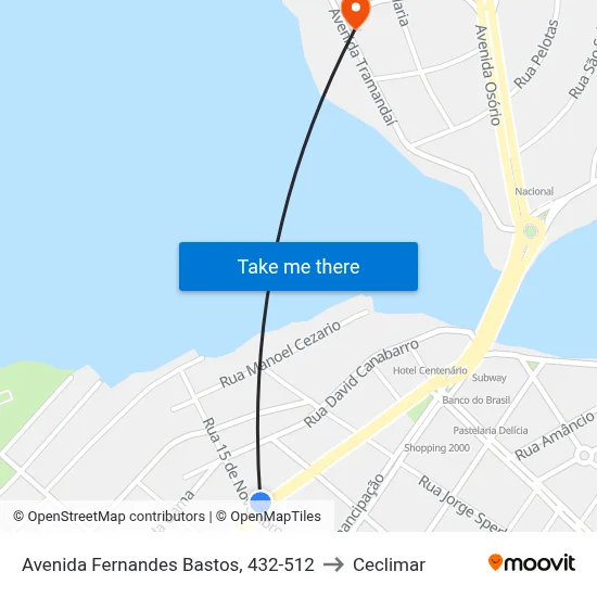 Avenida Fernandes Bastos, 432-512 to Ceclimar map