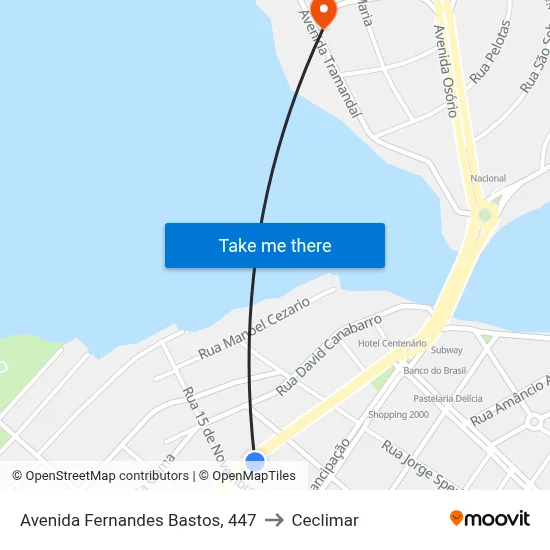 Avenida Fernandes Bastos, 447 to Ceclimar map
