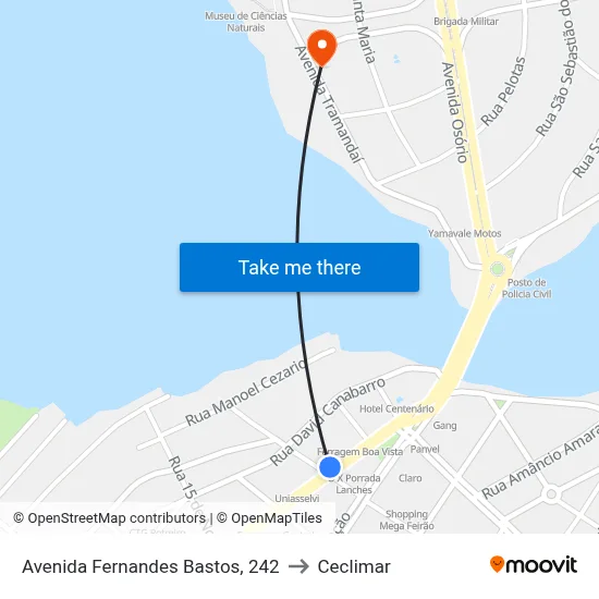 Avenida Fernandes Bastos, 242 to Ceclimar map