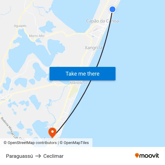Paraguassú to Ceclimar map