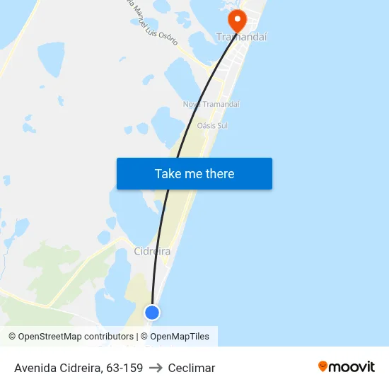 Avenida Cidreira, 63-159 to Ceclimar map
