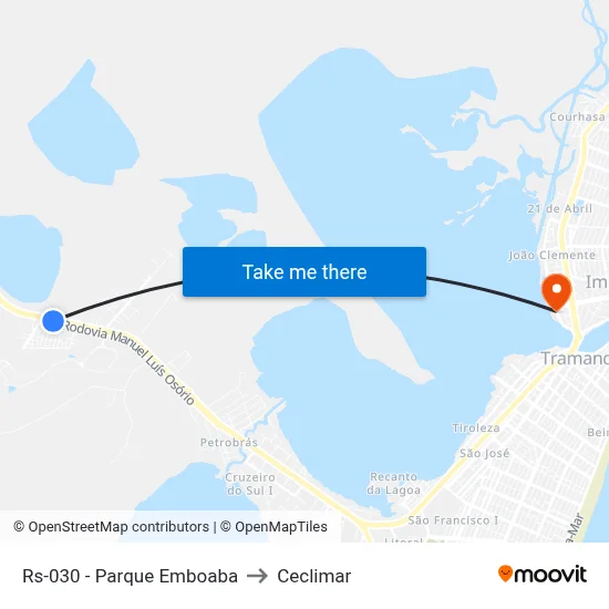 Rs-030 - Parque Emboaba to Ceclimar map