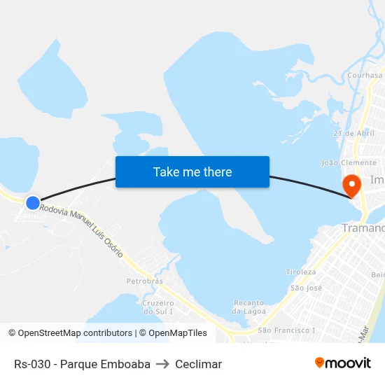 Rs-030 - Parque Emboaba to Ceclimar map