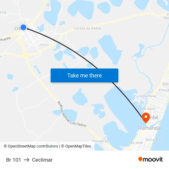Br 101 to Ceclimar map