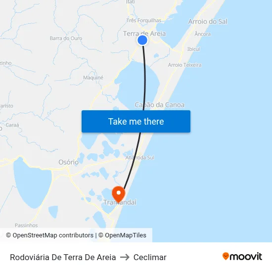 Rodoviária De Terra De Areia to Ceclimar map