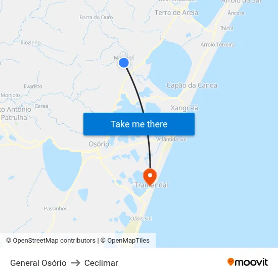 General Osório to Ceclimar map