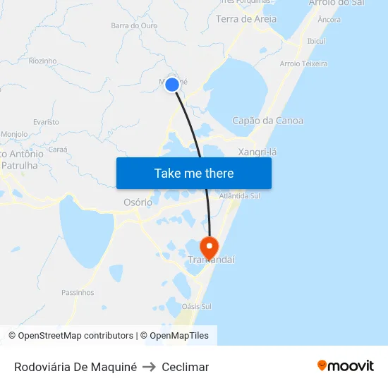 Rodoviária De Maquiné to Ceclimar map