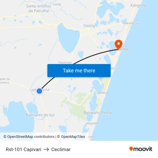 Rst-101 Capivari to Ceclimar map