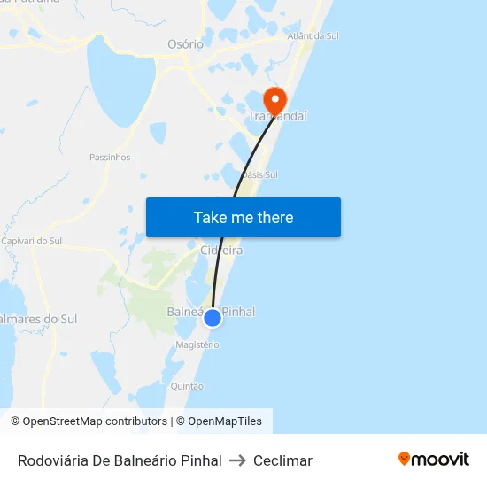 Rodoviária De Balneário Pinhal to Ceclimar map