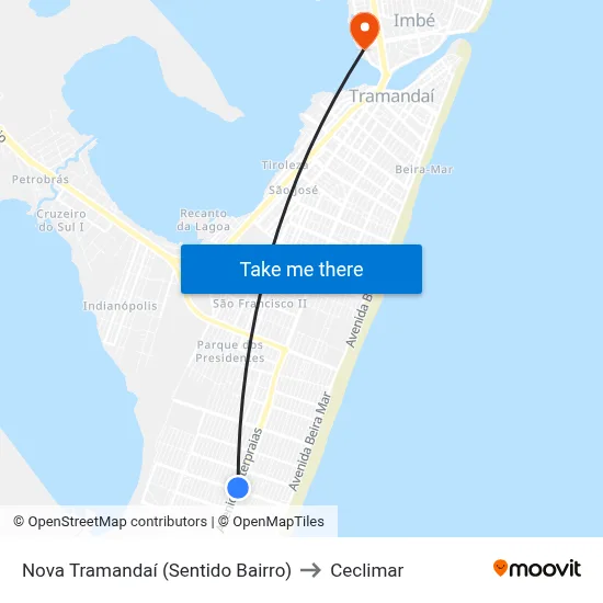 Nova Tramandaí (Sentido Bairro) to Ceclimar map