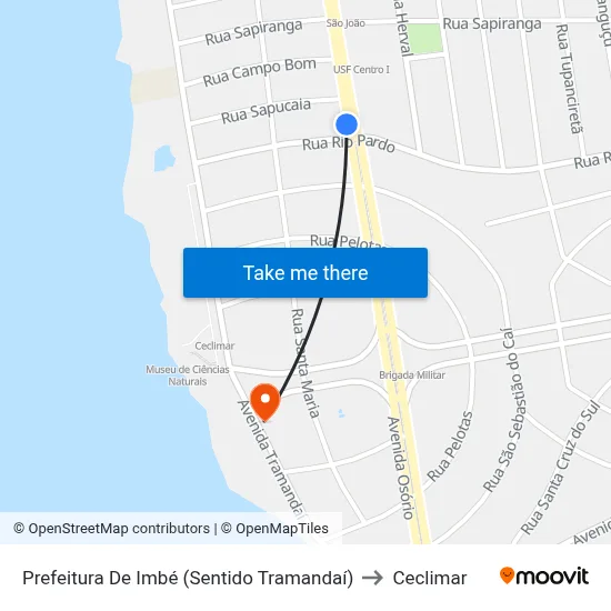 Prefeitura De Imbé (Sentido Tramandaí) to Ceclimar map