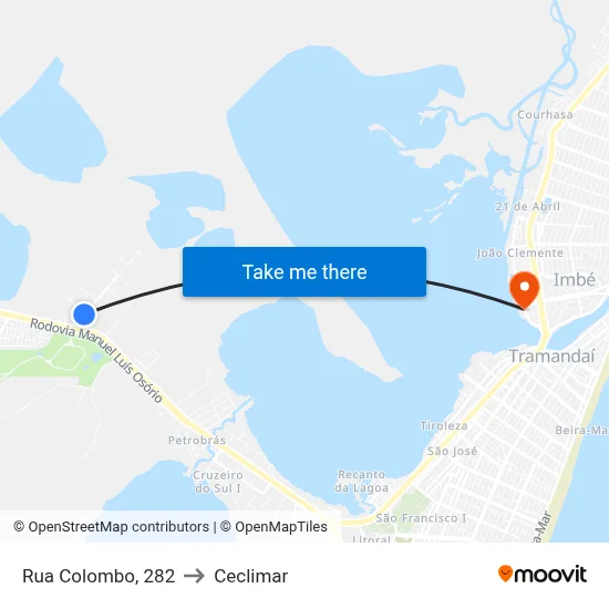 Rua Colombo, 282 to Ceclimar map
